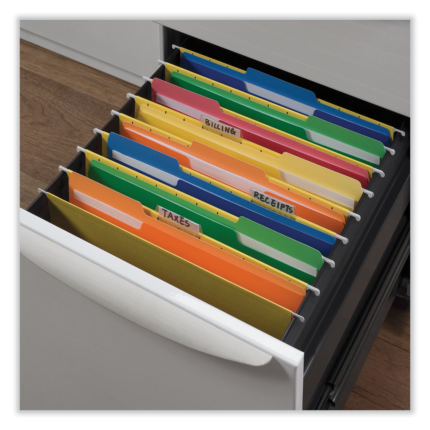 Universal Deluxe Heavyweight File Folders, 1/3-Cut Tabs: Assorted, Letter Size, 0.75" Expansion, Assorted Colors, 50/Box (16466)