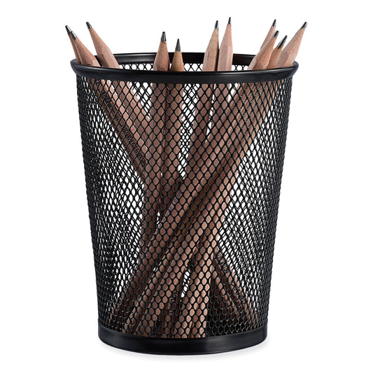 Universal Jumbo Steel Mesh Pencil Cup, 4.38" Diameter x 5.38"h, Black (20013)