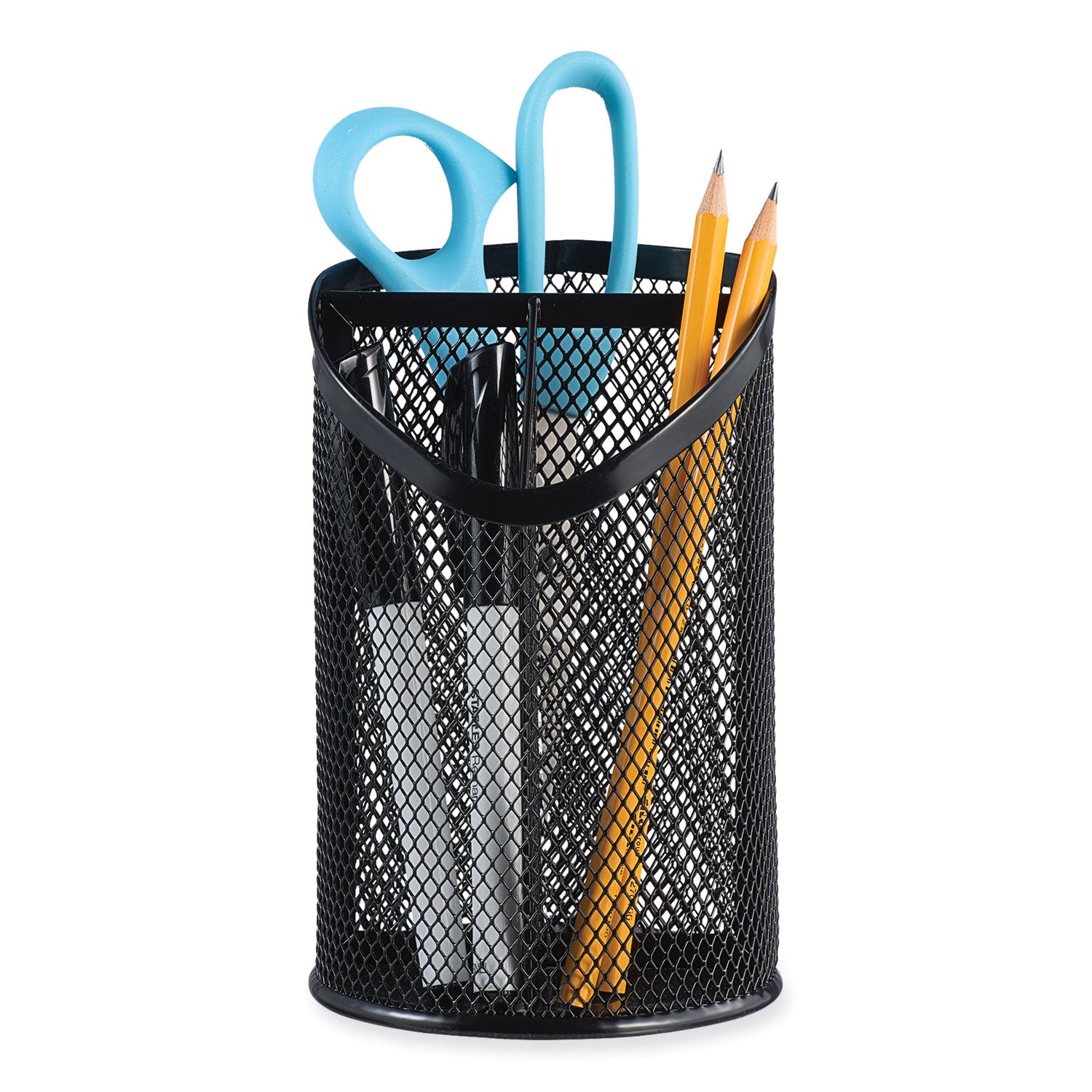 Universal Metal Mesh 3-Compartment Pencil Cup, 4.13" Diameter x 6"h, Black (20019)