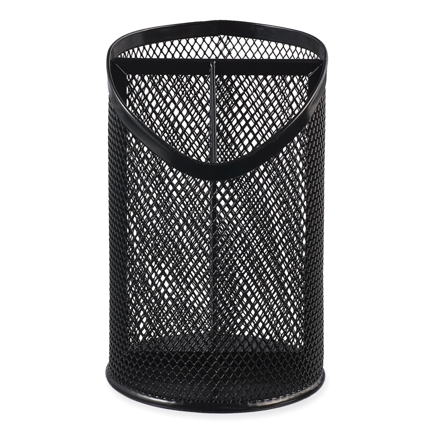 Universal Metal Mesh 3-Compartment Pencil Cup, 4.13" Diameter x 6"h, Black (20019)