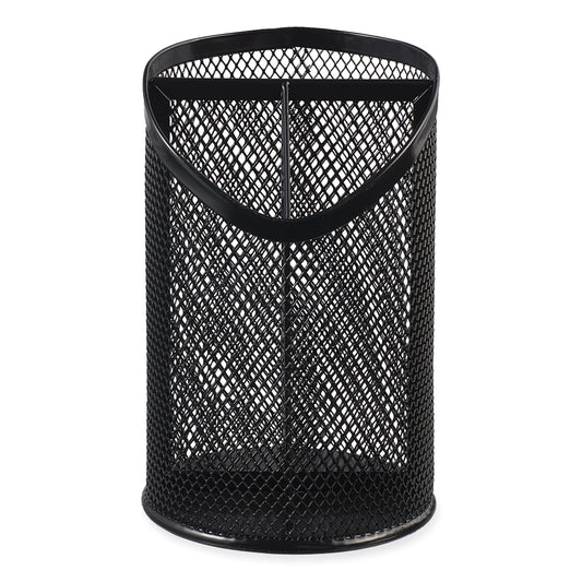 Universal Metal Mesh 3-Compartment Pencil Cup, 4.13" Diameter x 6"h, Black (20019)