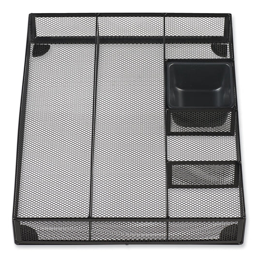 Universal Metal Mesh Drawer Organizer, Six Compartments, 15 x 11.88 x 2.5, Black (20021)