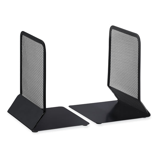 Universal Metal Mesh Bookends, Nonskid, 5.38 x 5.38 x 6.75, Black, 1 Pair (20025)