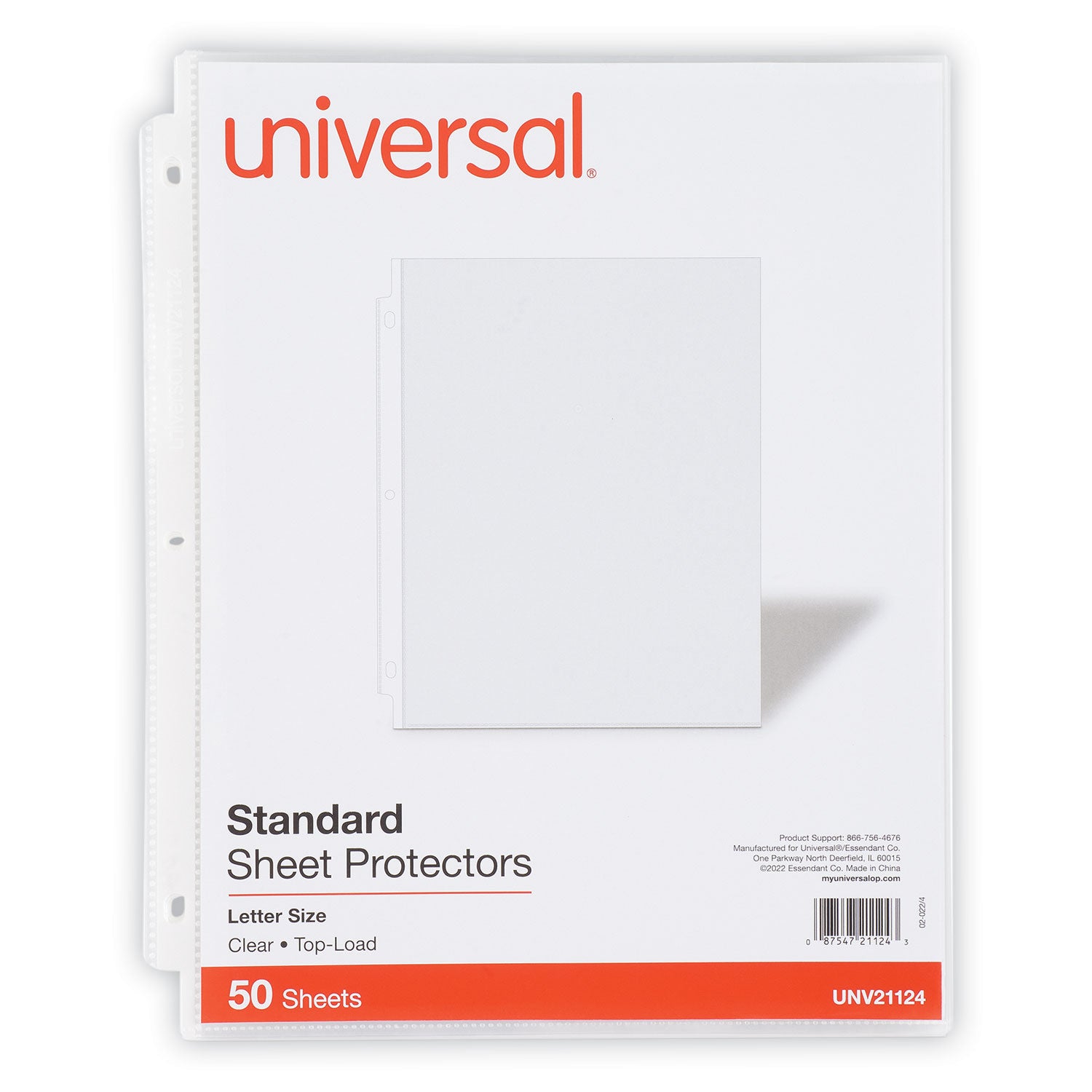 Universal Top-Load Poly Sheet Protectors, Standard Gauge, Letter, Clear, 50/Pack (21124)