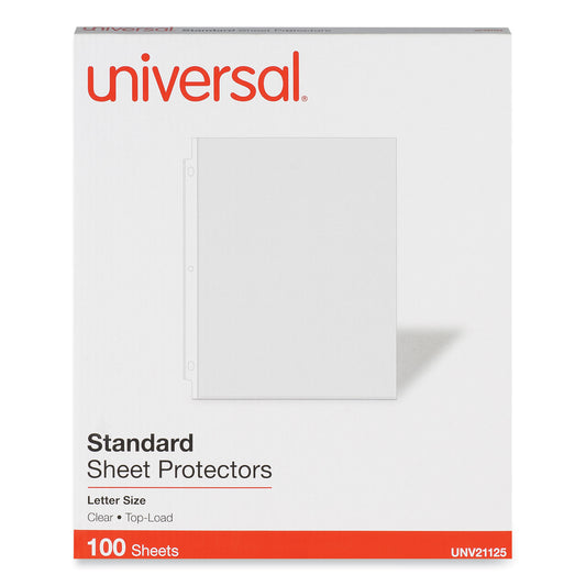 Universal Top-Load Poly Sheet Protectors, Standard, Letter, Clear, 100/Box (21125)