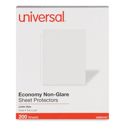 Universal Top-Load Poly Sheet Protectors, Nonglare, Economy, Letter, 200/Box (21127)