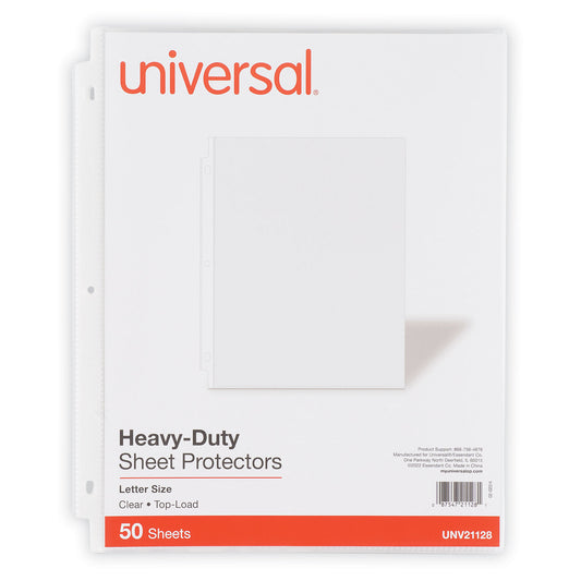 Universal Top-Load Poly Sheet Protectors, Heavy Gauge, Clear, 50/Pack (21128)