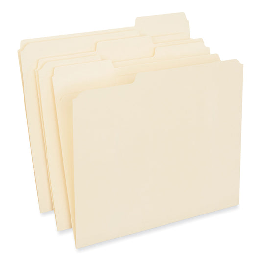 Universal Reinforced Top Tab File Folders, 1/3-Cut Tabs: Assorted, Letter Size, 0.75" Expansion, Manila, 250/Carton (18102)