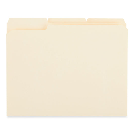 Universal Reinforced Top Tab File Folders, 1/3-Cut Tabs: Assorted, Letter Size, 0.75" Expansion, Manila, 250/Carton (18102)