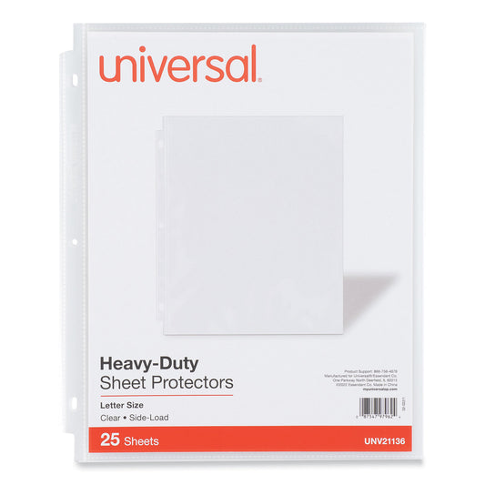 Universal Side-Load Poly Sheet Protectors, Heavy Gauge, Letter Size, Clear, 25/Pack (21136)