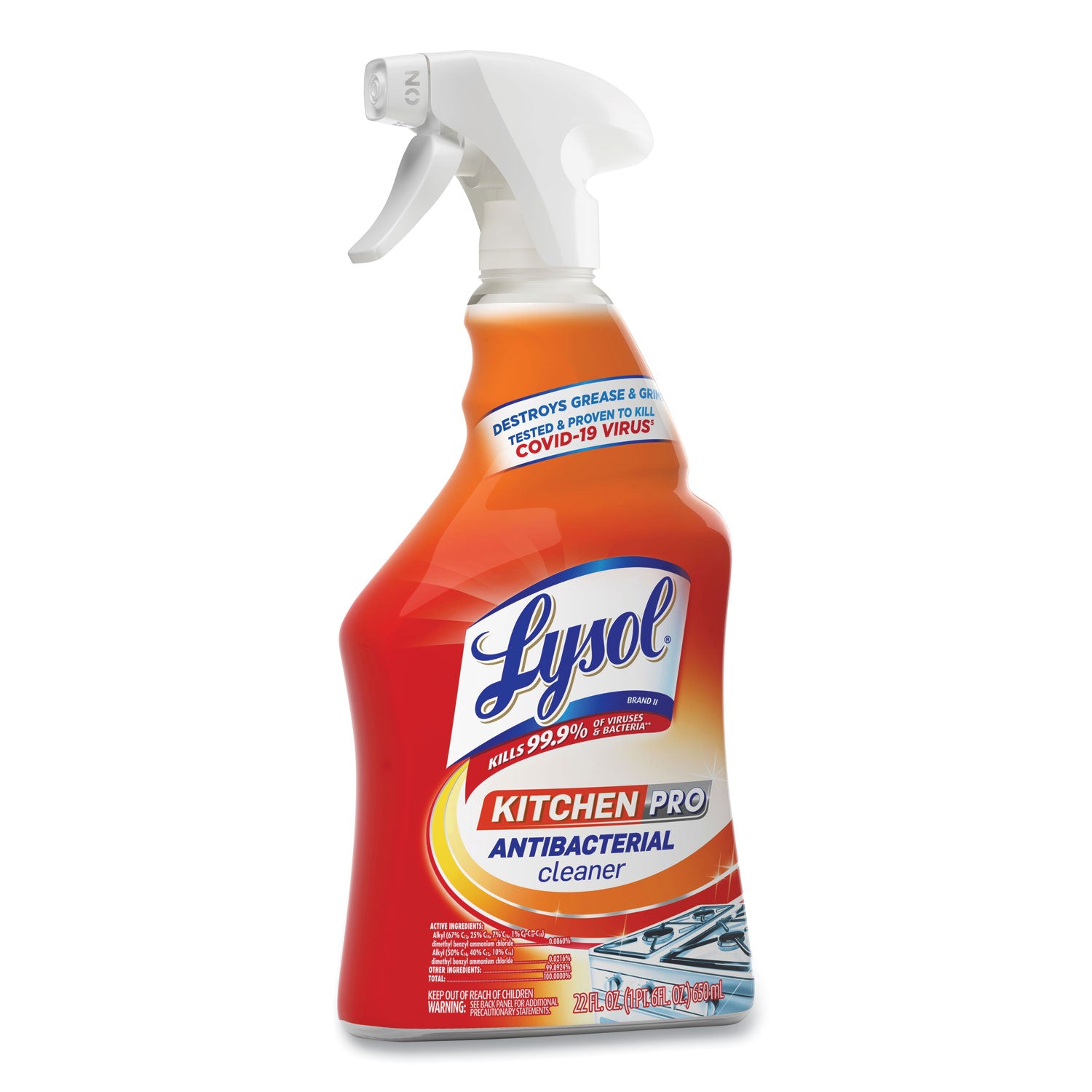 LYSOL Brand Kitchen Pro Antibacterial Cleaner, Citrus Scent, 22 oz Spray Bottle (79556EA)