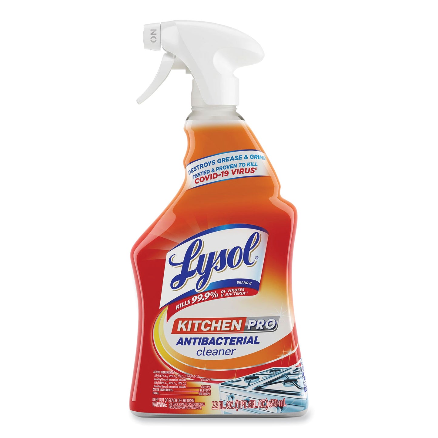 LYSOL Brand Kitchen Pro Antibacterial Cleaner, Citrus Scent, 22 oz Spray Bottle (79556EA)