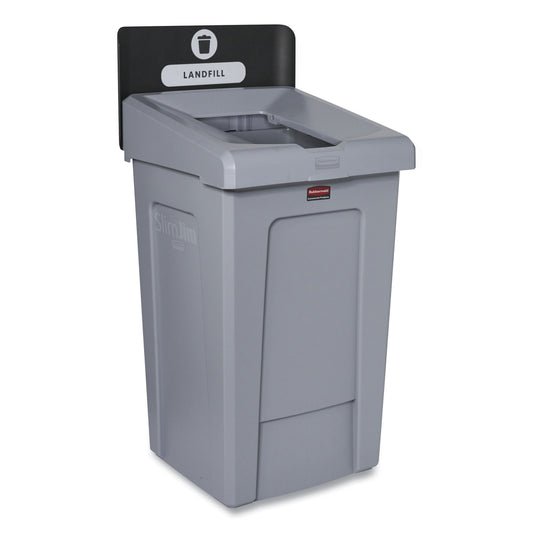 Rubbermaid Commercial Slim Jim Recycling Station 1-Stream, Landfill Recycling Station, 33 gal, Resin, Gray (2171554)