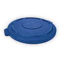 Rubbermaid Commercial BRUTE Self-Draining Flat Top Lids for 32 gal Round BRUTE Containers, 22.25" Diameter, Blue (263100BE)