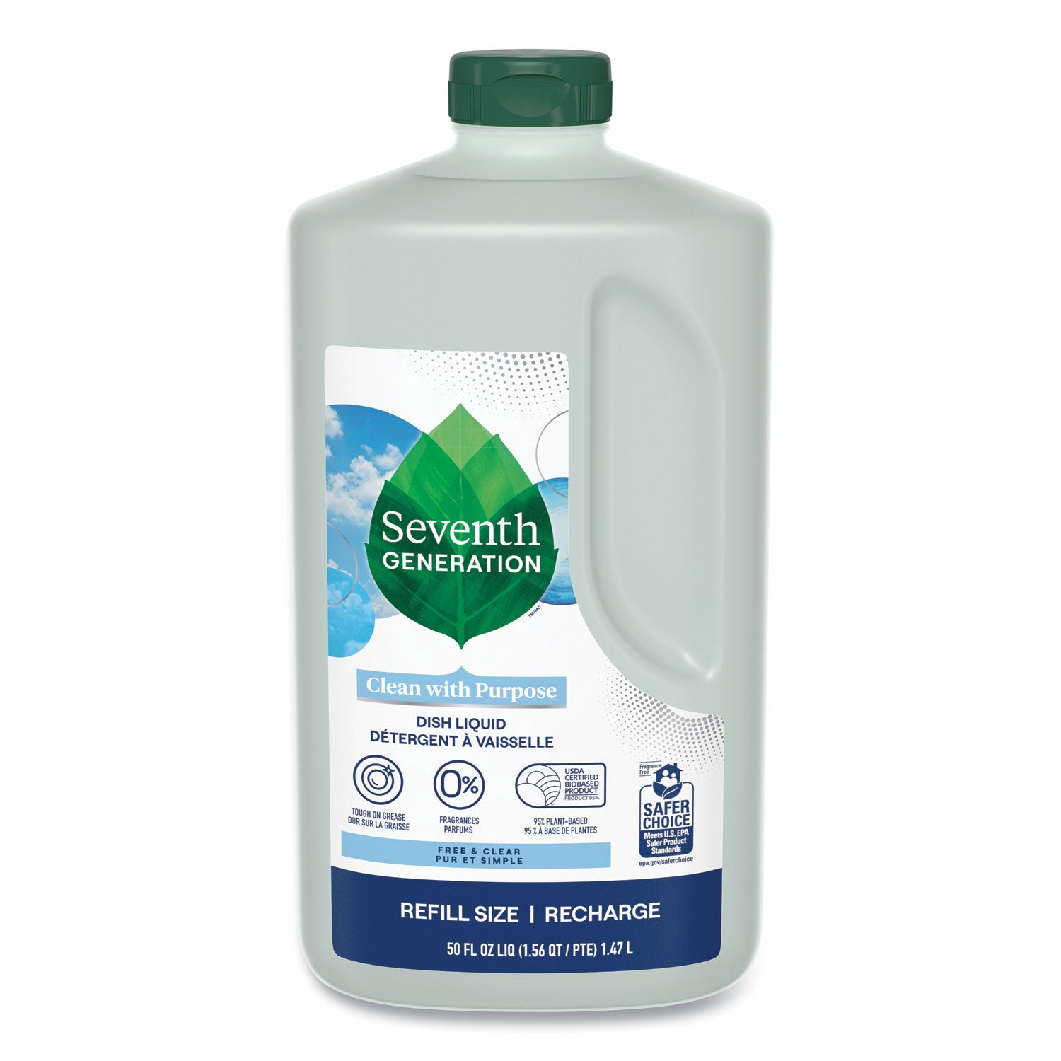 Seventh Generation Natural Dishwashing Liquid, Free and Clear, 50 oz Bottle, 3/Carton (22724CT)