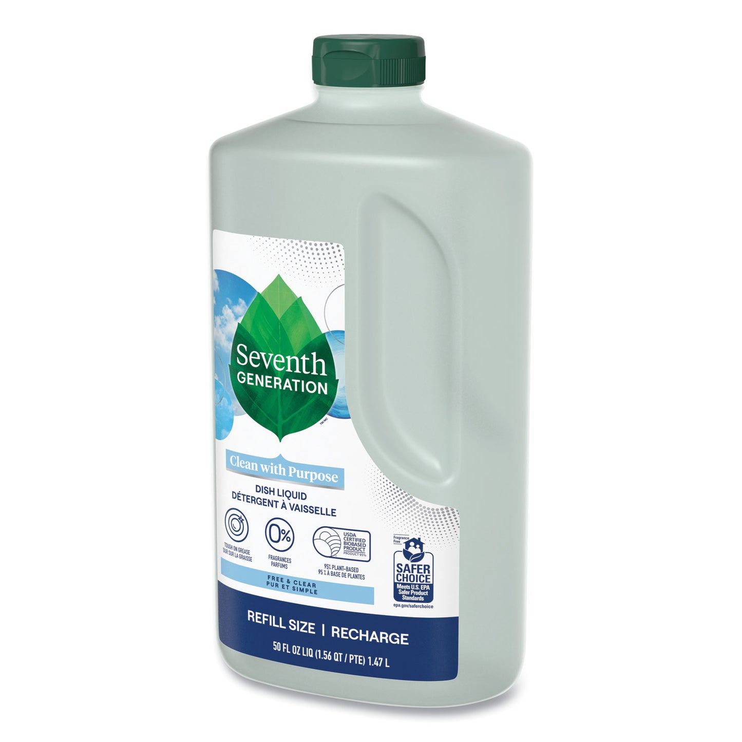 Seventh Generation Natural Dishwashing Liquid, Free and Clear, 50 oz Bottle, 3/Carton (22724CT)