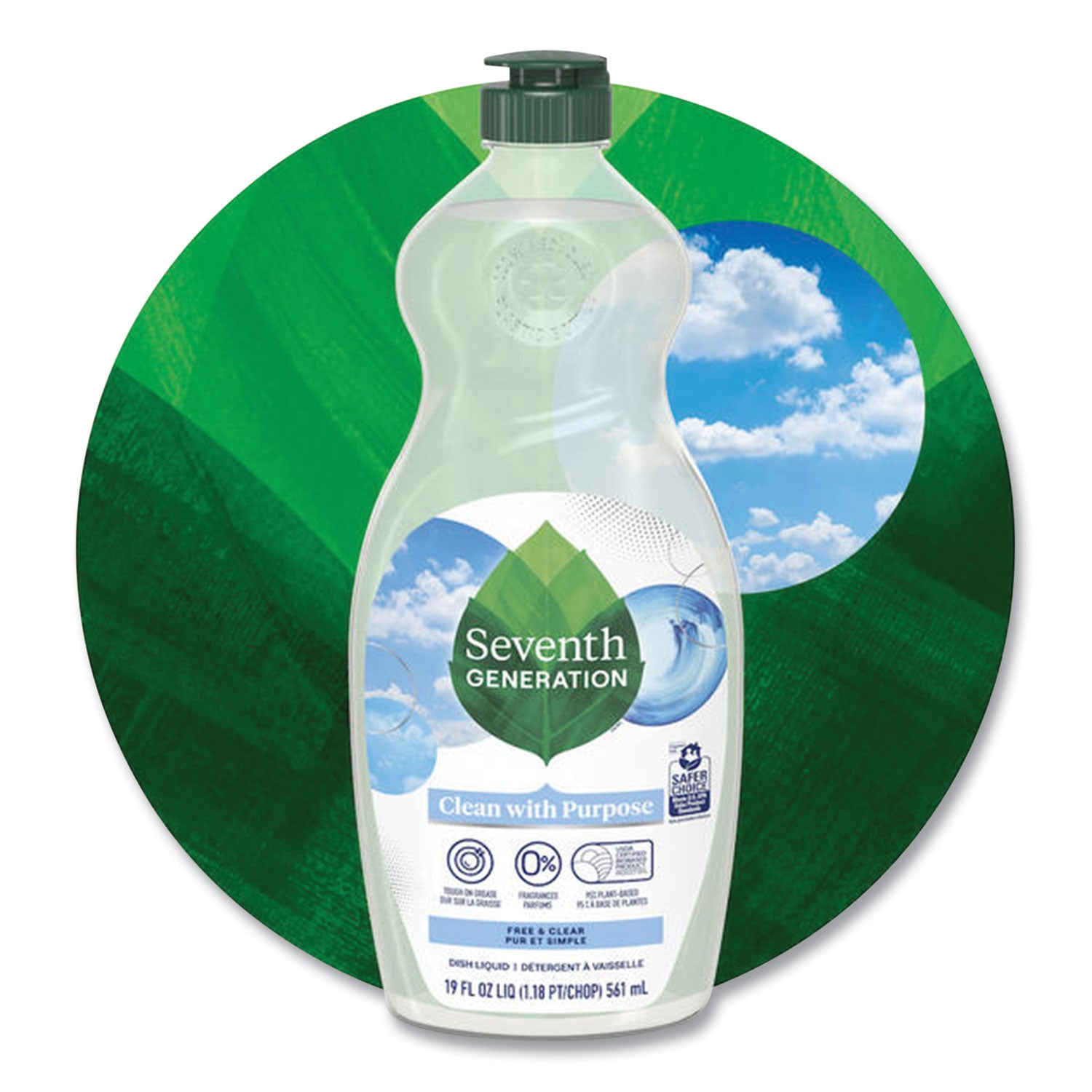 Seventh Generation Natural Dishwashing Liquid, Free and Clear, 19 oz Bottle, 6/Carton (44986CT)