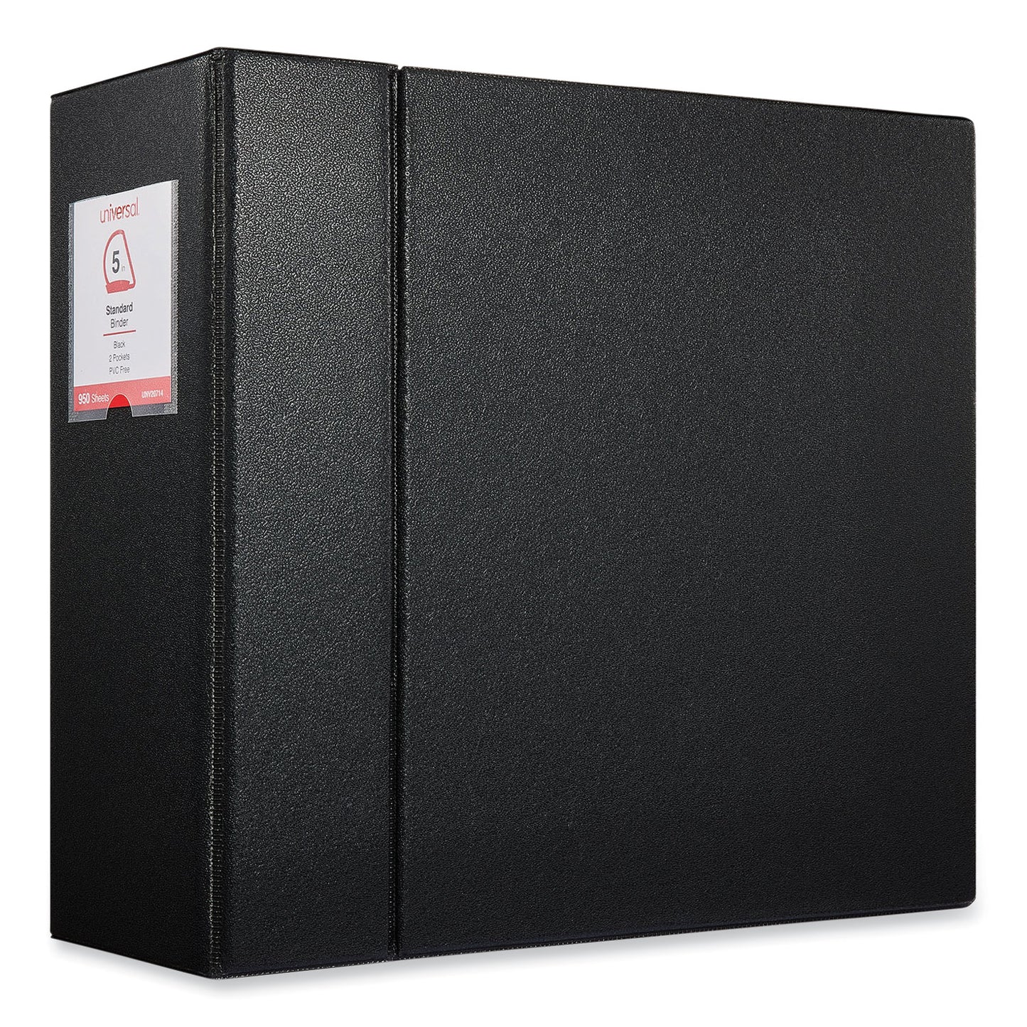 Universal Deluxe Non-View D-Ring Binder with Label Holder, 3 Rings, 5" Capacity, 11 x 8.5, Black (20714)
