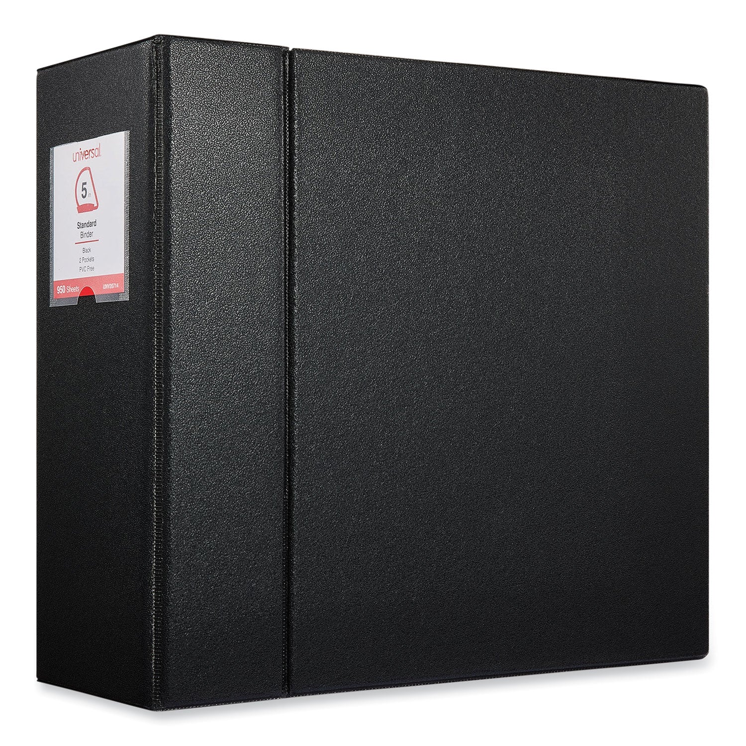 Universal Deluxe Non-View D-Ring Binder with Label Holder, 3 Rings, 5" Capacity, 11 x 8.5, Black (20714)