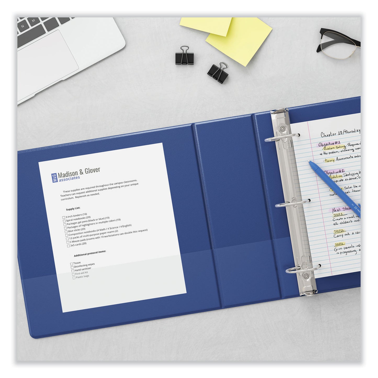 Universal Slant D-Ring View Binder, 3 Rings, 0.5" Capacity, 11 x 8.5, Navy Blue (20717)