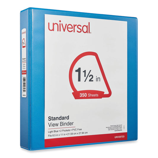 Universal Slant D-Ring View Binder, 3 Rings, 1.5" Capacity, 11 x 8.5, Light Blue (20723)