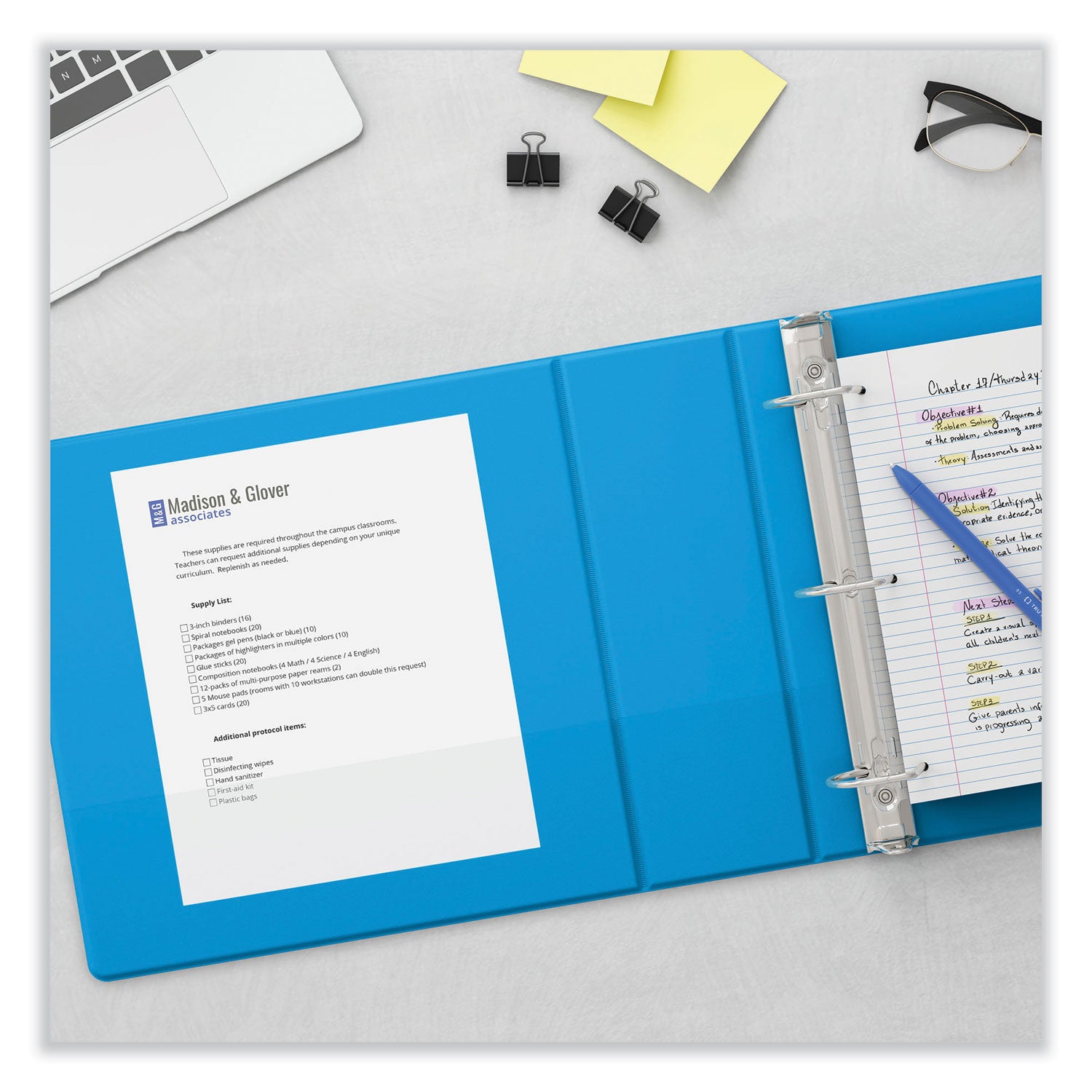 Universal Slant D-Ring View Binder, 3 Rings, 2" Capacity, 11 x 8.5, Light Blue (20733)