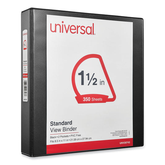 Universal Slant D-Ring View Binder, 3 Rings, 1.5" Capacity, 11 x 8.5, Black (20743)