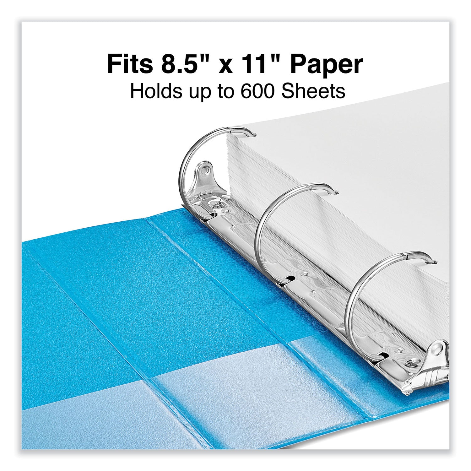 Universal Slant D-Ring View Binder, 3 Rings, 3" Capacity, 11 x 8.5, Light Blue (20753)