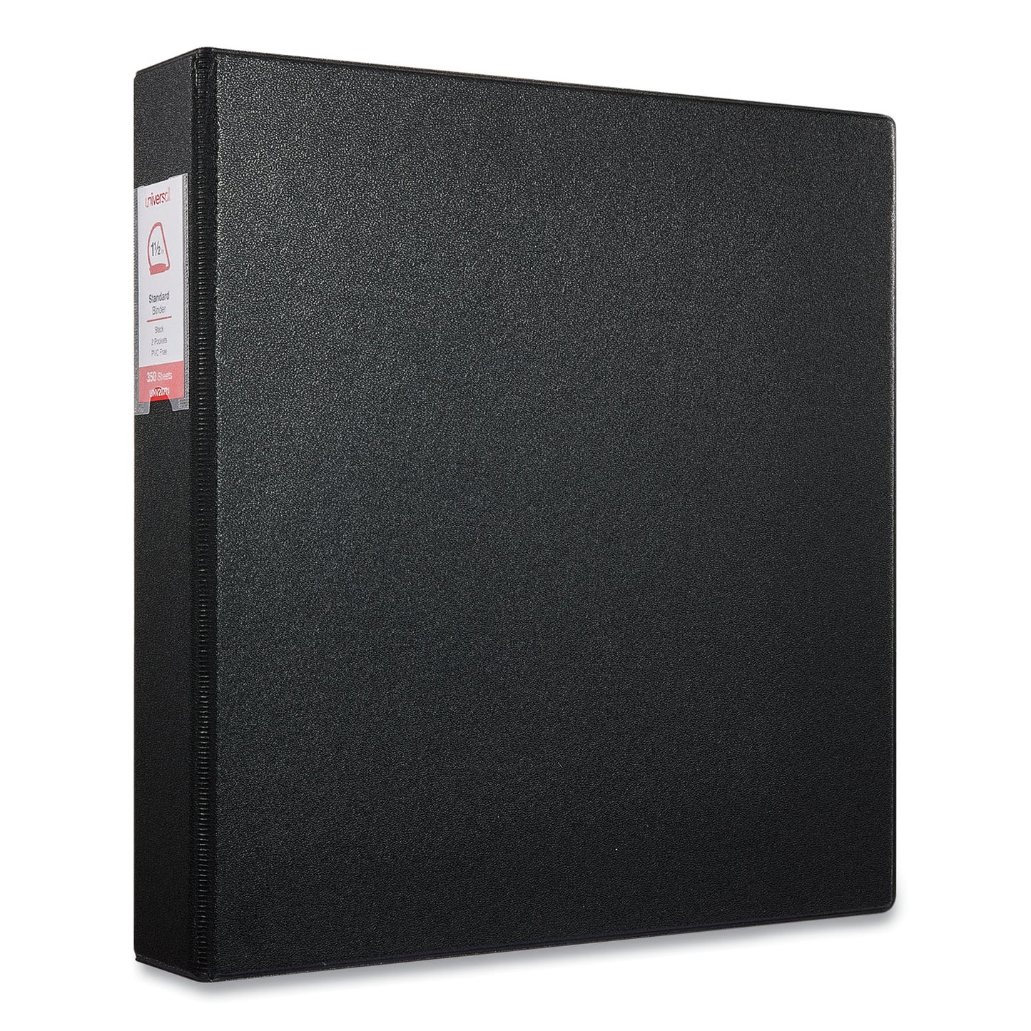 Universal Deluxe Non-View D-Ring Binder with Label Holder, 3 Rings, 1.5" Capacity, 11 x 8.5, Black (20771)