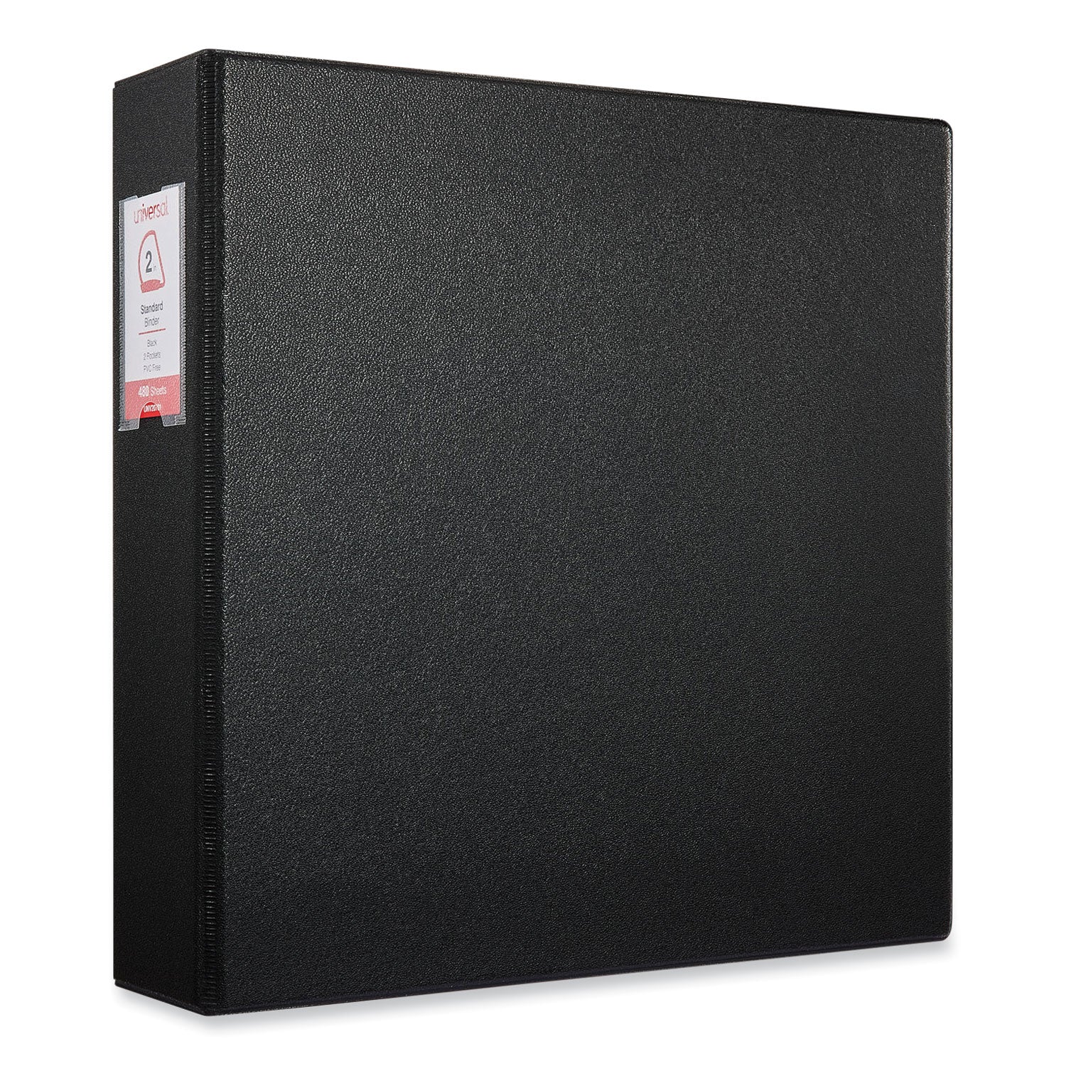 Universal Deluxe Non-View D-Ring Binder with Label Holder, 3 Rings, 2" Capacity, 11 x 8.5, Black (20781)