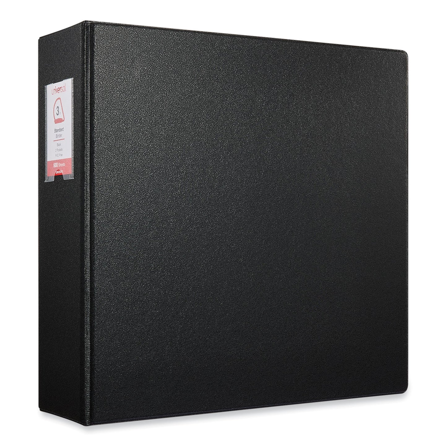 Universal Deluxe Non-View D-Ring Binder with Label Holder, 3 Rings, 3" Capacity, 11 x 8.5, Black (20791)