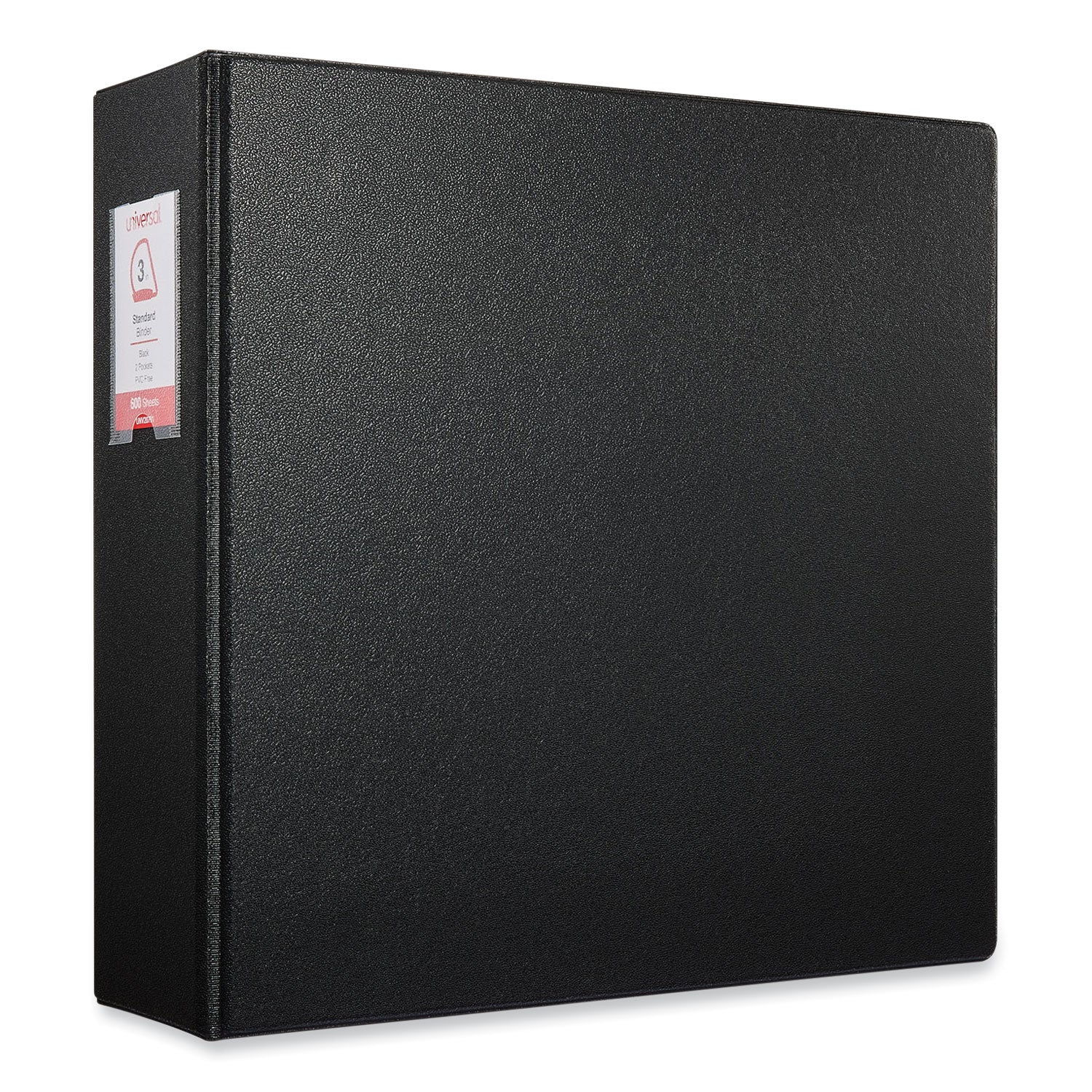 Universal Deluxe Non-View D-Ring Binder with Label Holder, 3 Rings, 3" Capacity, 11 x 8.5, Black (20791)