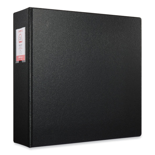 Universal Deluxe Non-View D-Ring Binder with Label Holder, 3 Rings, 3" Capacity, 11 x 8.5, Black (20791)