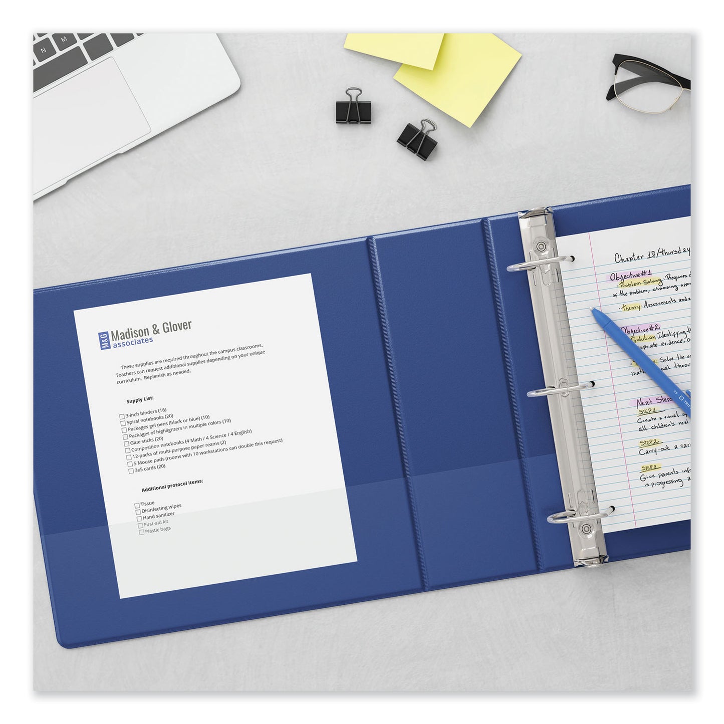 Universal Slant D-Ring View Binder, 3 Rings, 1" Capacity, 11 x 8.5, Navy Blue (207410)