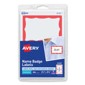 Avery Printable Adhesive Name Badges, 3.38 x 2.33, Red Border, 100/Pack (5143) - 18 Pack