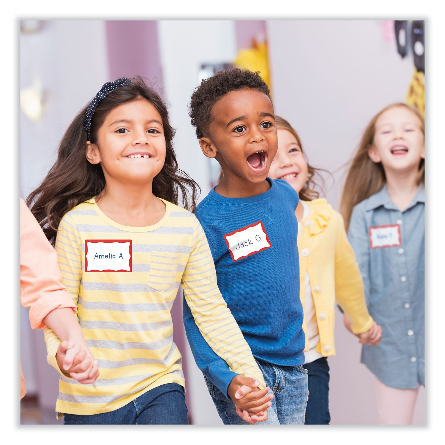 Avery Printable Adhesive Name Badges, 3.38 x 2.33, Red Border, 100/Pack (5143) - 18 Pack