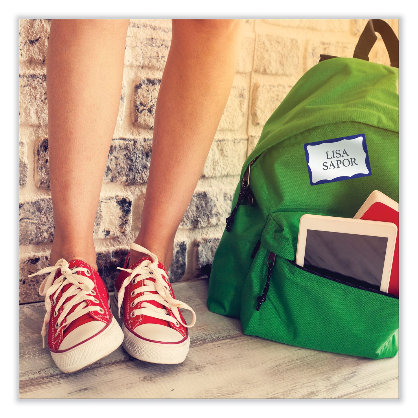 Avery Printable Adhesive Name Badges, 3.38 x 2.33, Blue Border, 100/Pack (5144) - 18 Pack