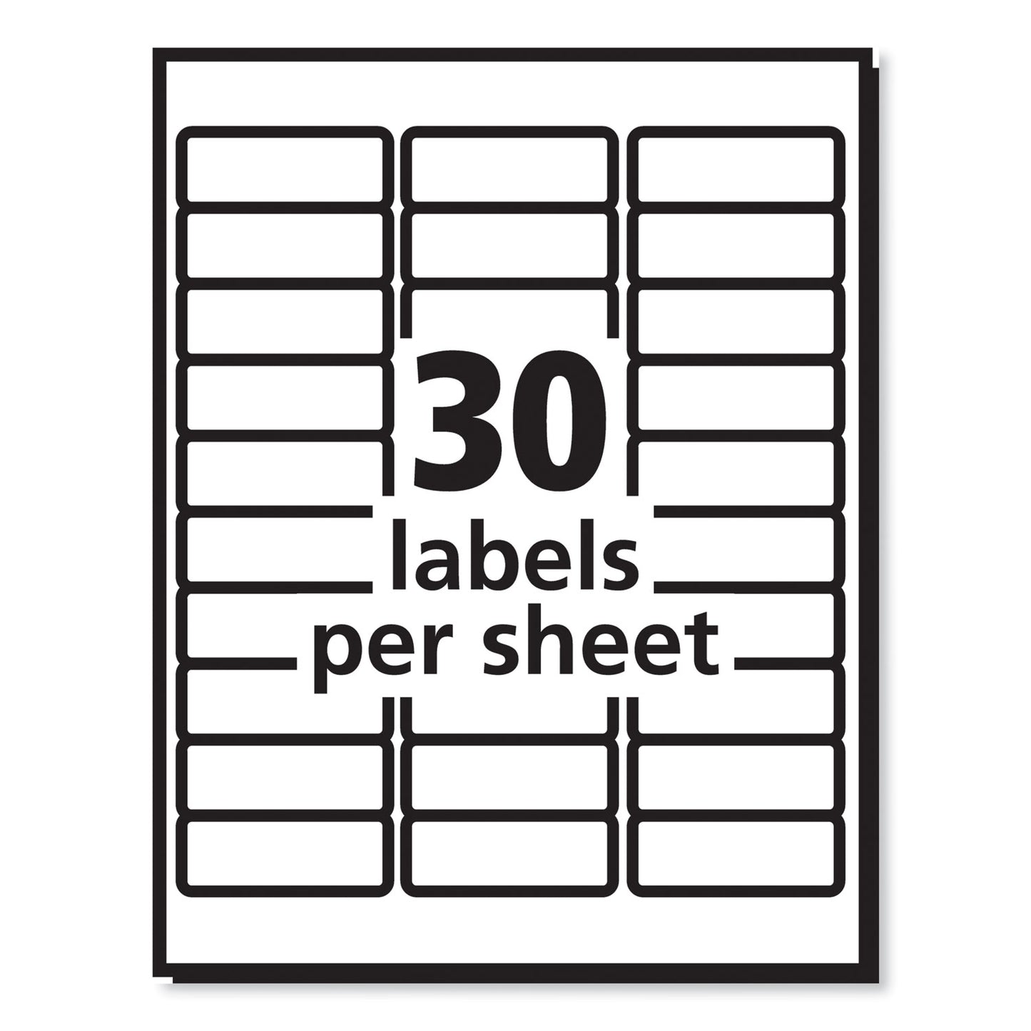 PRES-a-ply Labels, Laser Printers, 1 x 2.63, White, 30/Sheet, 100 Sheets/Box (30600)