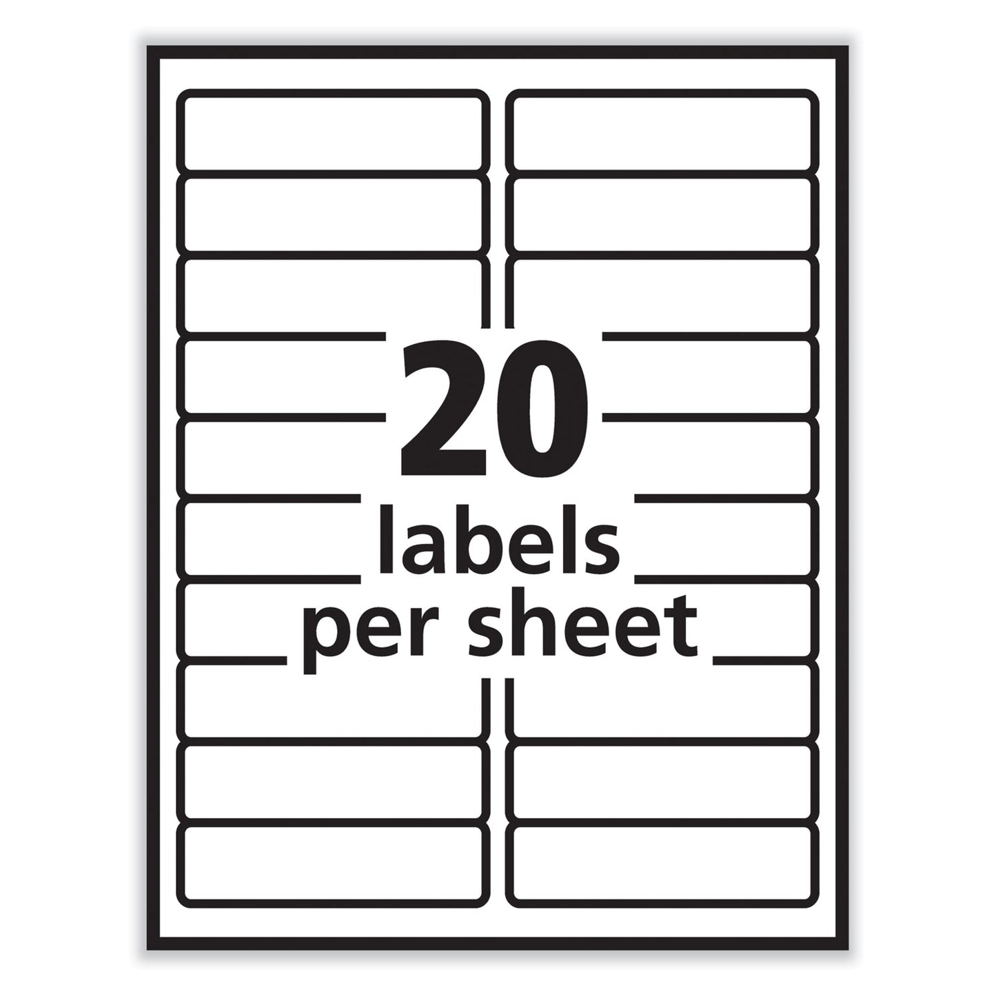 PRES-a-ply Labels, Laser Printers, 1 x 4, White, 20/Sheet, 100 Sheets/Box (30601)