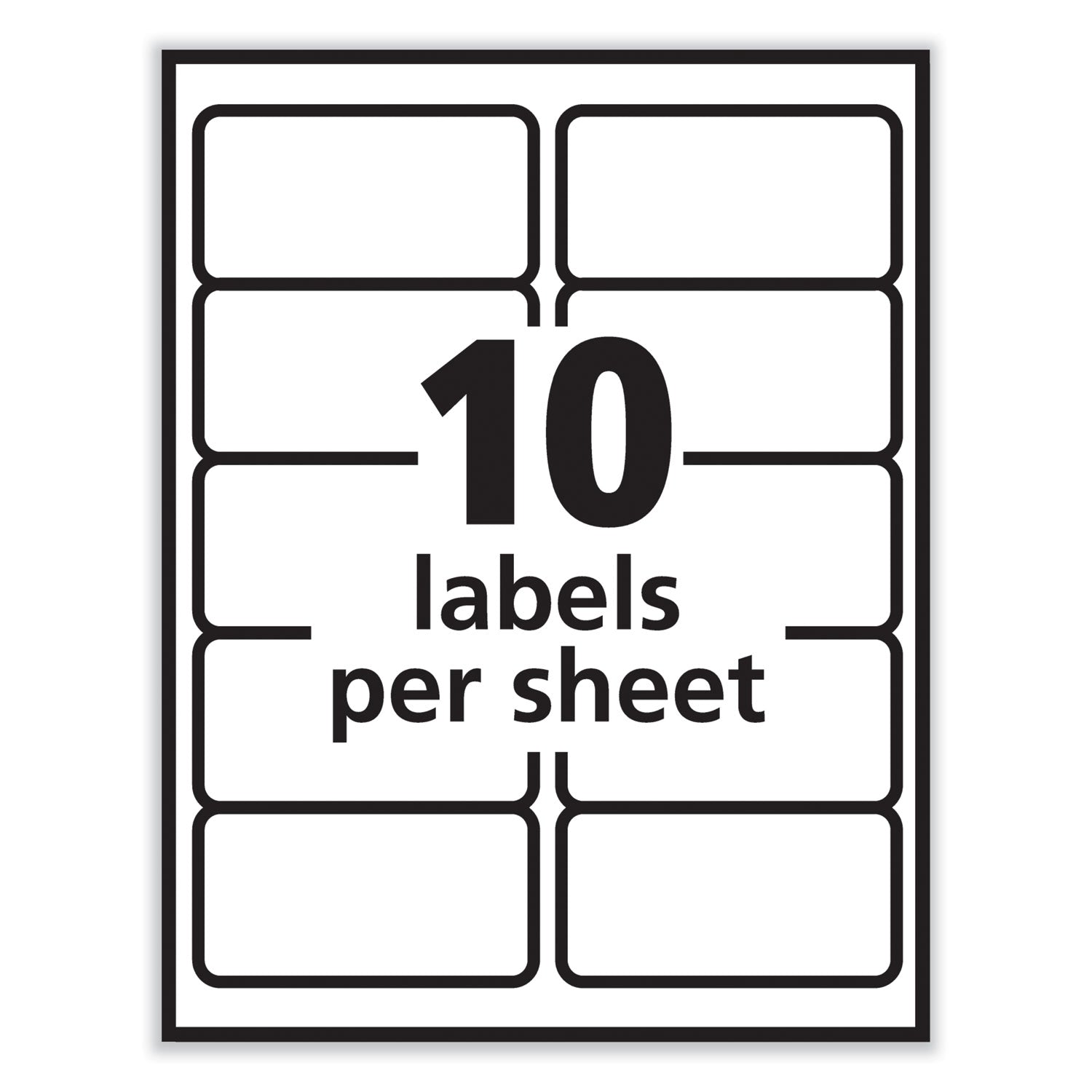 PRES-a-ply Labels, Laser Printers, 2 x 4, White, 10/Sheet, 250 Sheets/Box (30609)