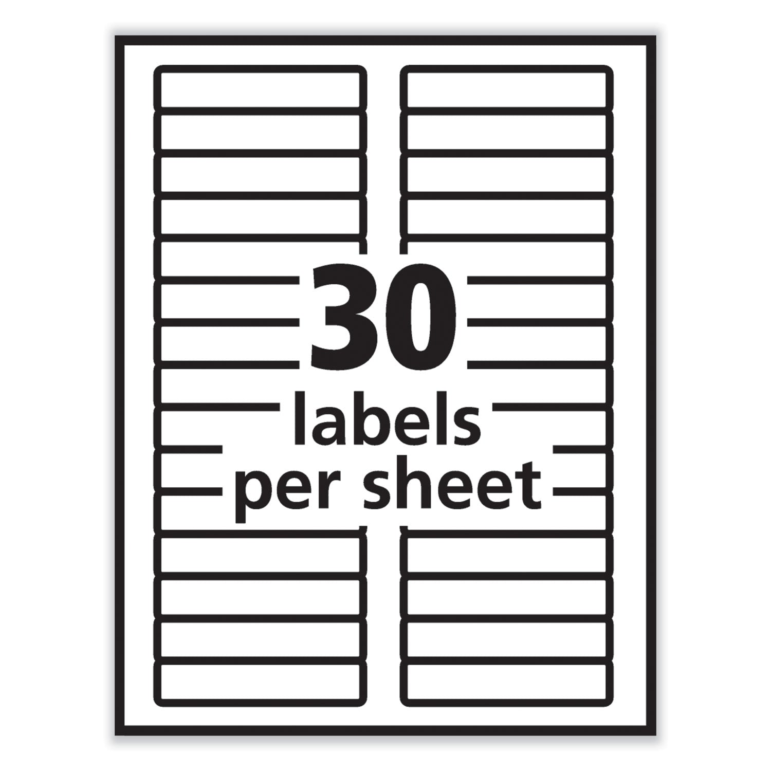 PRES-a-ply Labels, 0.66 x 3.44, White, 30/Sheet, 50 Sheets/Box (30632)