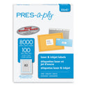 PRES-a-ply Labels, Inkjet/Laser Printers, 0.5 x 1.75, White, 80/Sheet, 100 Sheets/Pack (30640)