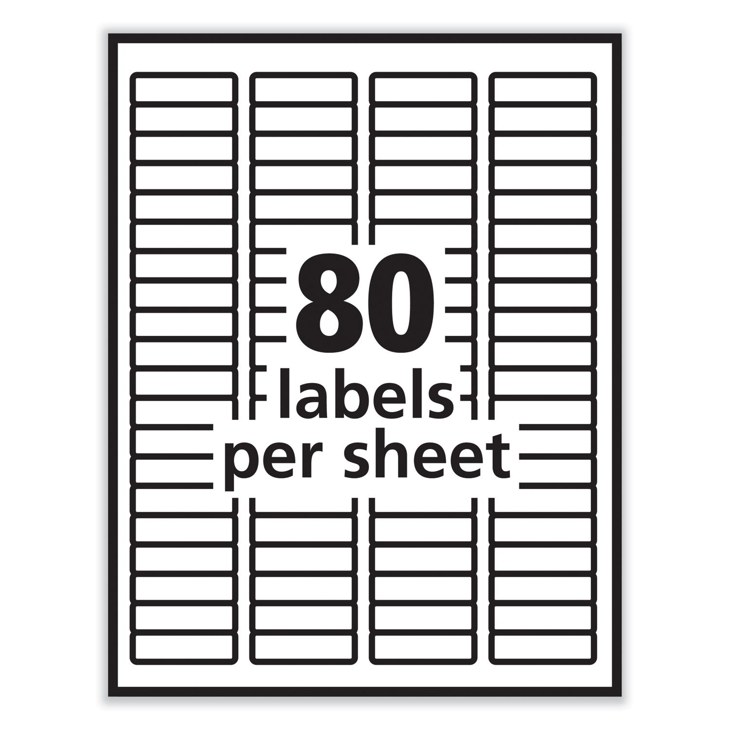 PRES-a-ply Labels, Inkjet/Laser Printers, 0.5 x 1.75, White, 80/Sheet, 100 Sheets/Pack (30640)