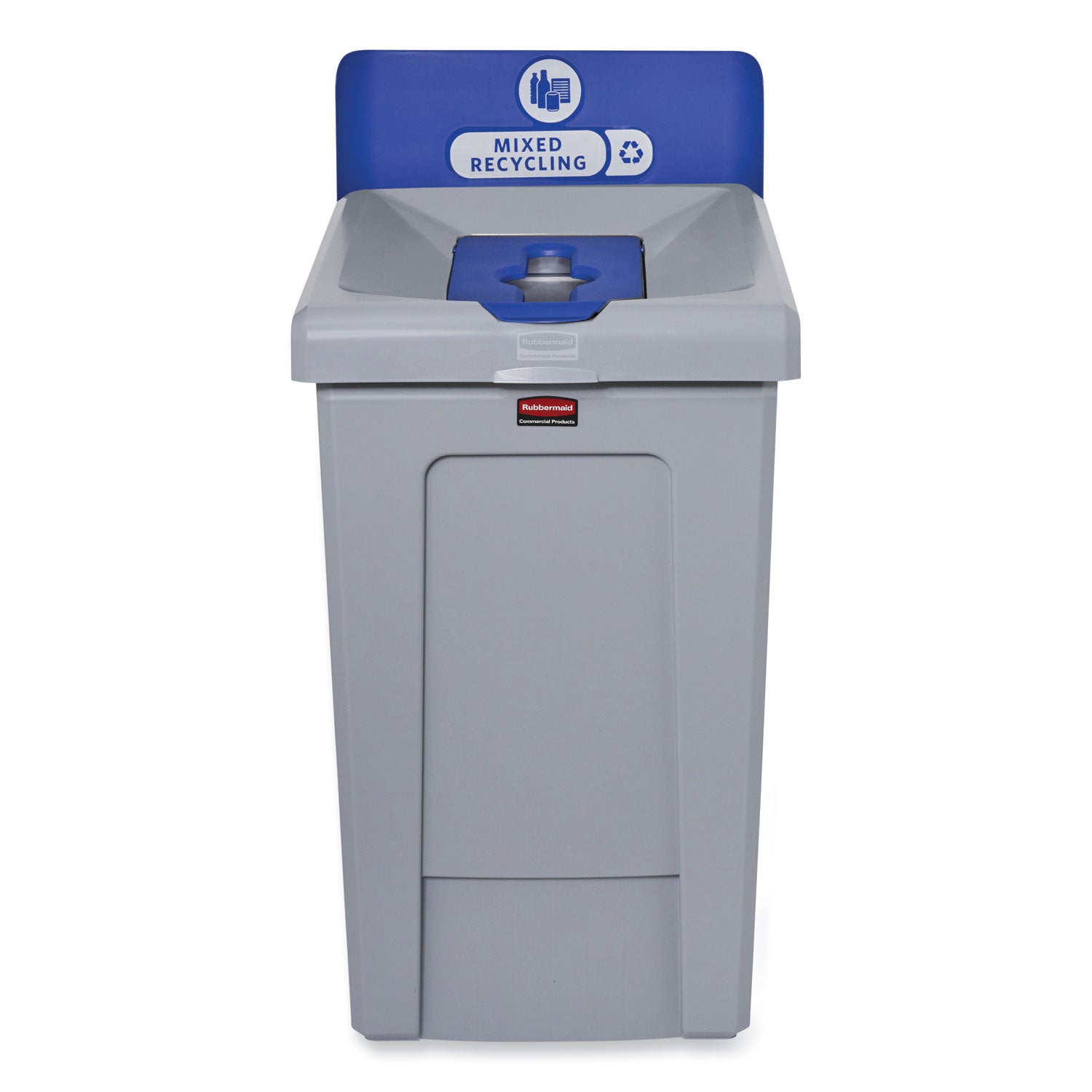 Rubbermaid Commercial Slim Jim Recycling Station 1-Stream, Mixed Recycling Station, 33 gal, Resin, Gray (2171557)