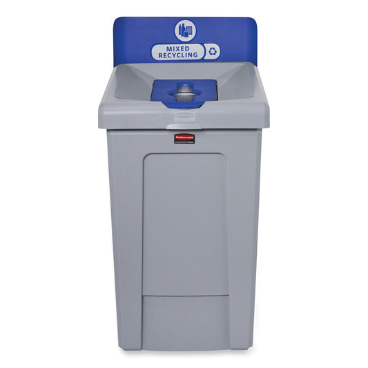 Rubbermaid Commercial Slim Jim Recycling Station 1-Stream, Mixed Recycling Station, 33 gal, Resin, Gray (2171557)