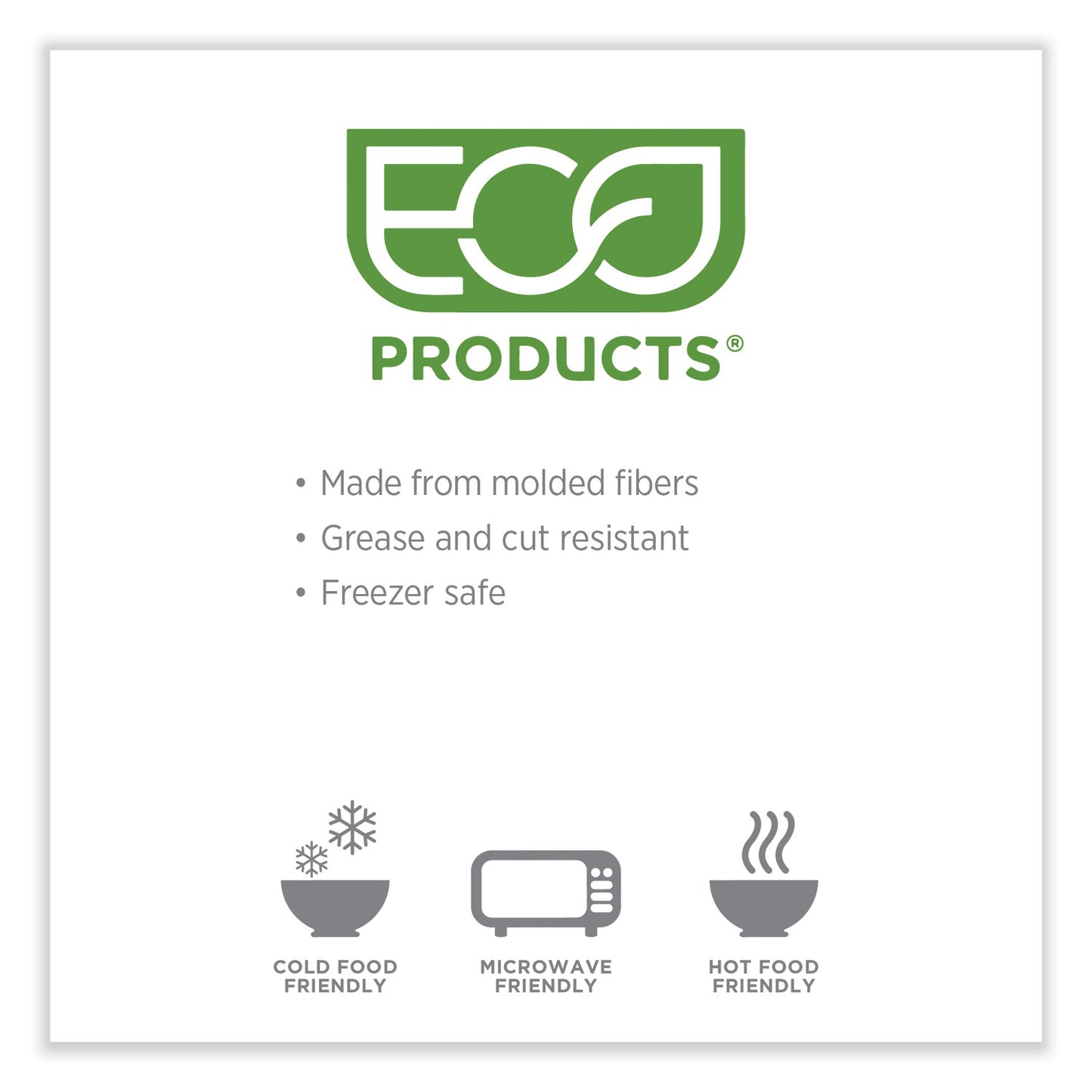 Eco-Products WorldView Renewable Sugarcane Containers, 10.47 x 10.47 x 1.76, White, 200/Carton (EPSCRC107)