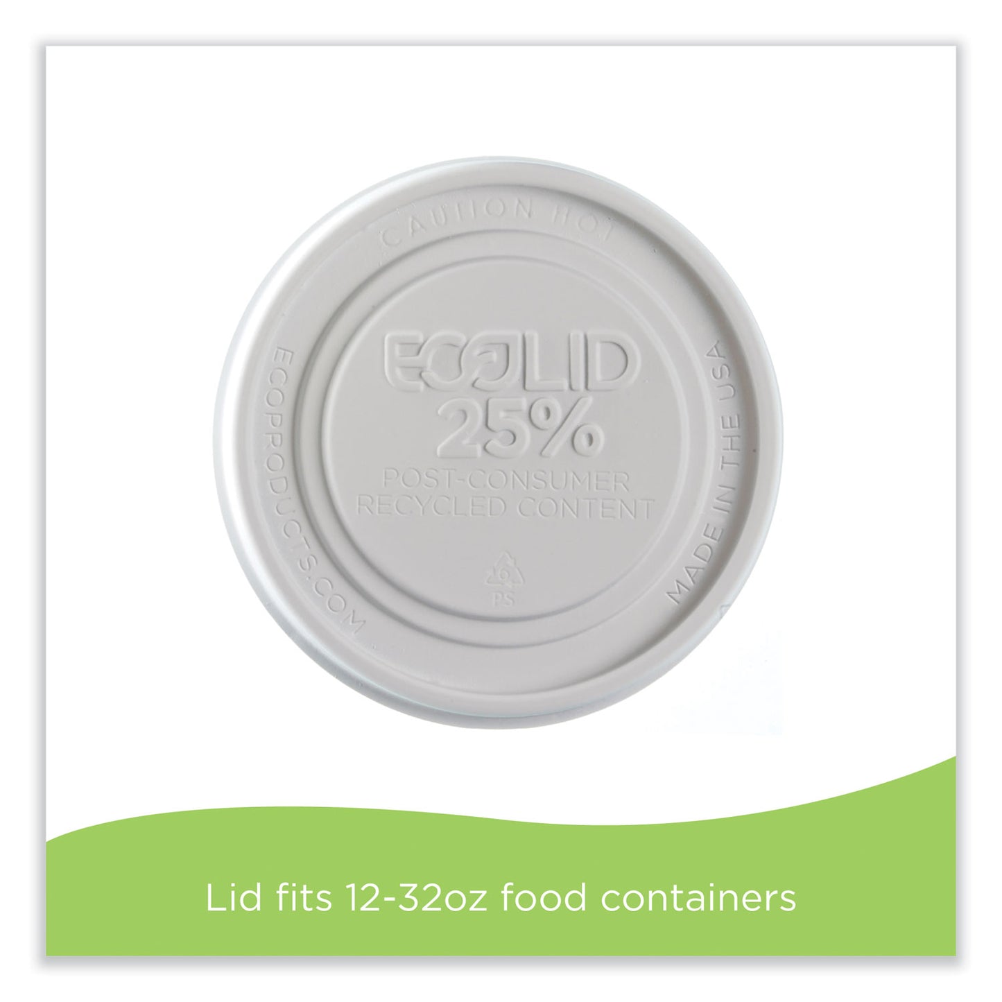 Eco-Products Evolution World EcoLid 25% Recycled Food Container Lid, Fits 12 to 32 oz Containers, White, Plastic, 500/Carton (EPBRSCLIDL)