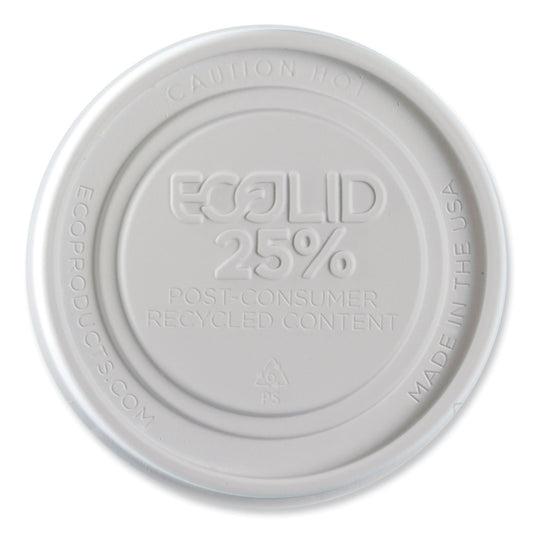 Eco-Products Evolution World EcoLid 25% Recycled Food Container Lid, Fits 12 to 32 oz Containers, White, Plastic, 500/Carton (EPBRSCLIDL)