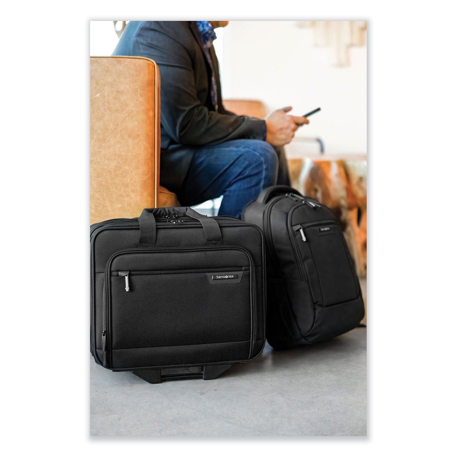 Samsonite Rolling Business Case, Fits Devices Up to 15.6", Polyester, 16.54 x 8 x 9.06, Black (1412781041)