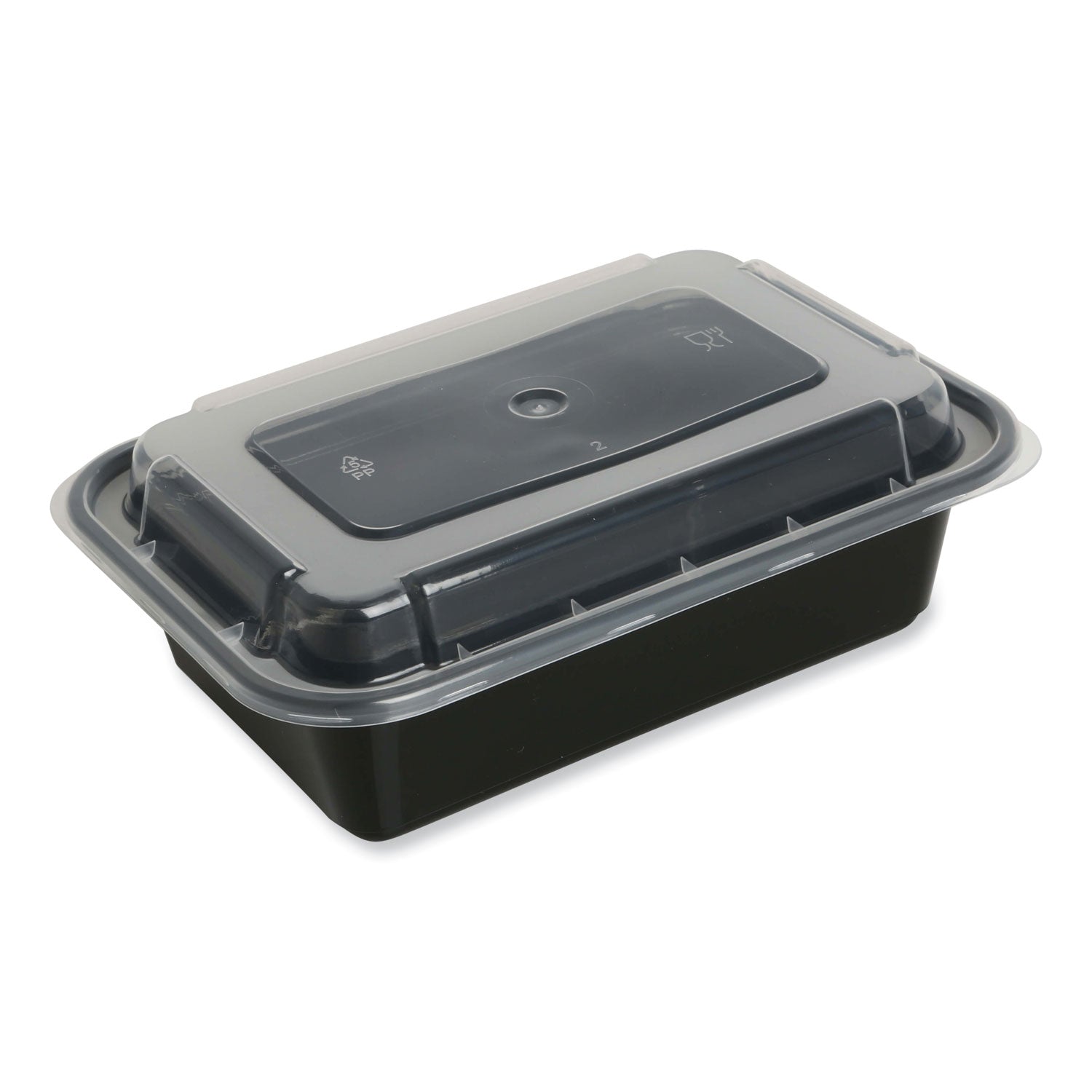 GEN Microwavable Food Container with Lid, Rectangular, 16 oz, 7.48 x 5.03 x 2.04, Black/Clear, Plastic, 150/Carton (TORECT16)